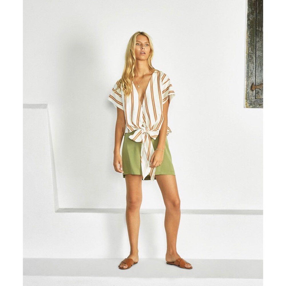 Striped Tie-Front Blouse